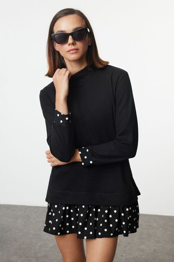 Trendyol Vestido mini de malha preto