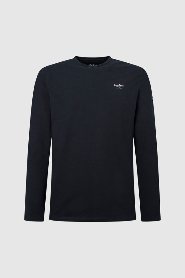 Pepe Jeans T-shirt manga comprida slim preto