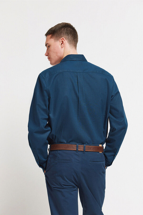 Springfield Camisa de vestir em linho azul