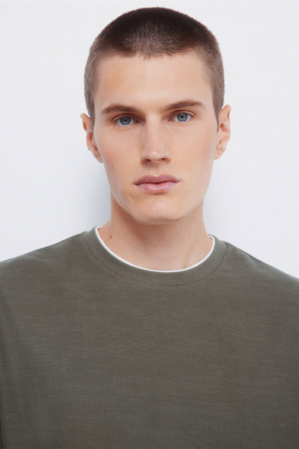 Springfield Camiseta com tecido dupla waffle cru