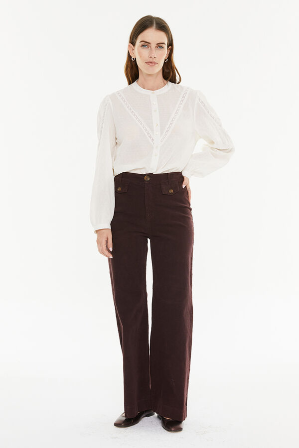 System Action Calça de veludo cotelê estampado