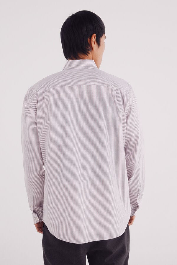 Springfield Camisa cotton slub rayas burdeos