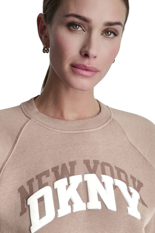 DKNY Sweatshirt gola redonda logo cru
