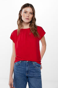 Springfield Two-material T-shirt with gathering royal red