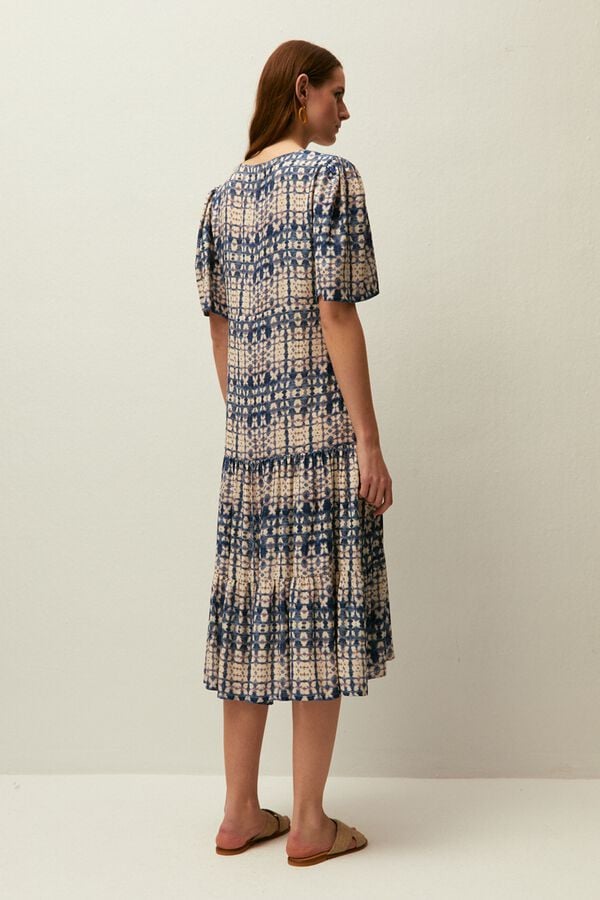 Systemaction Vestido comprido estampado azul