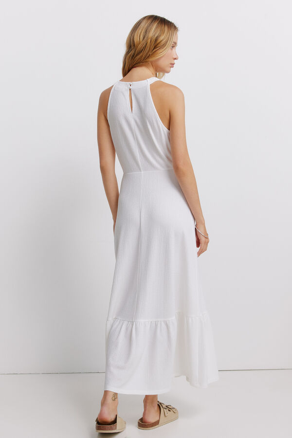Springfield Vestido midi gola halter em crochet branco