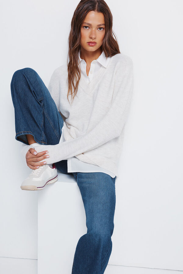 Springfield Camisola de camisa combinada branco