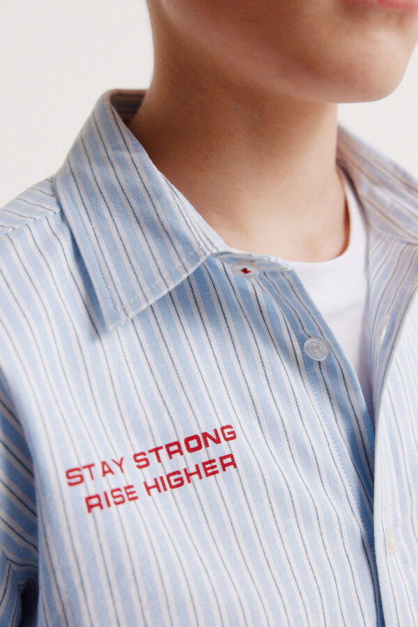 Springfield Kids Camisa em popelina de riscas para menino azul