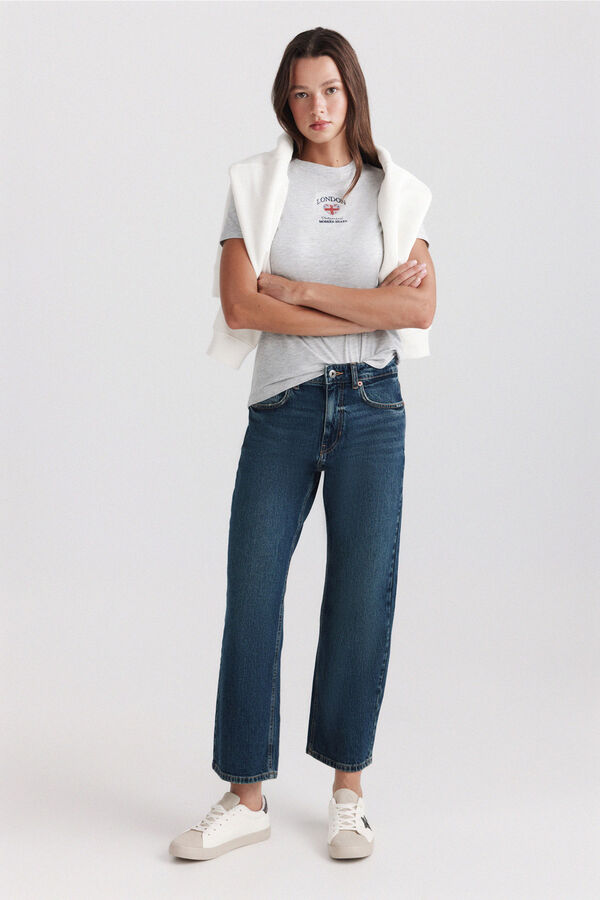Springfield Jeans Straight cropped azul