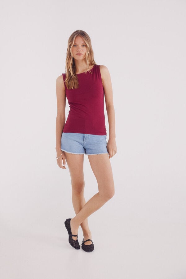 Springfield Camiseta de algodão com decote canoa estampado