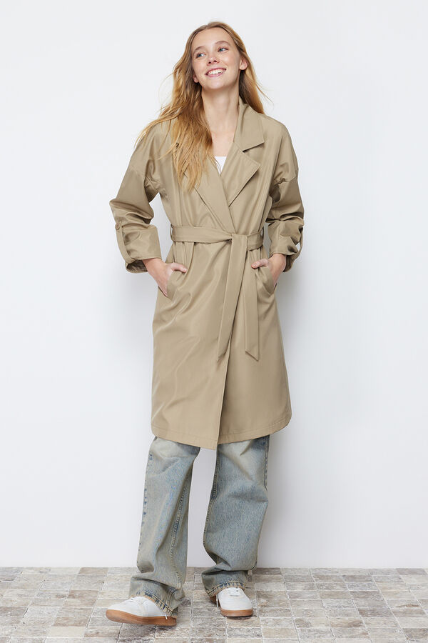 Trendyol Gabardina oversize comprida bege