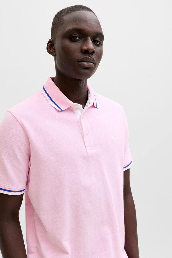 Jack & Jones Polo de manga curta b&aacute;sico rosa