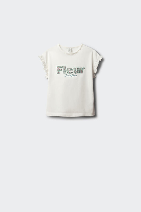 Springfield Kids T-shirt de manga curta bloom para menina bege