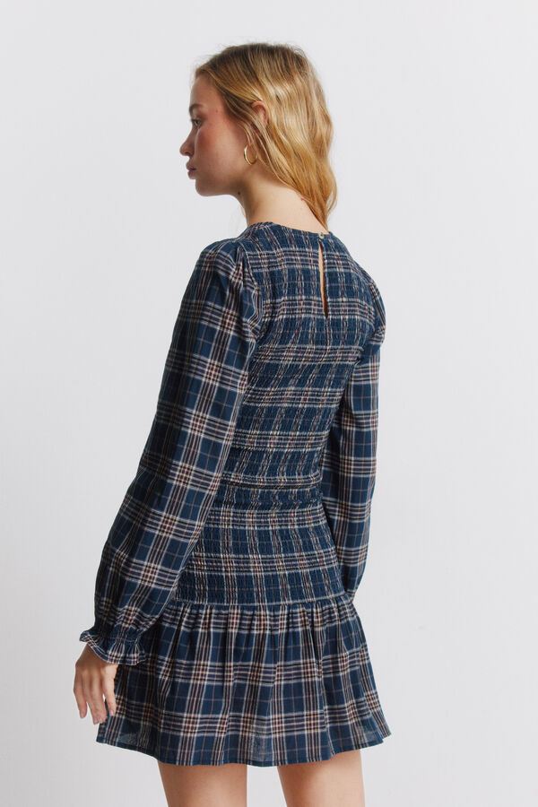 Springfield Vestido curto xadrez azul