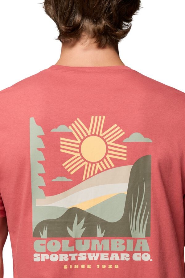 Columbia T-shirt com estampado de natureza nas costas vermelho