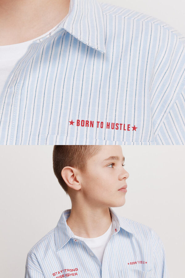 Springfield Kids Camisa em popelina de riscas para menino azul