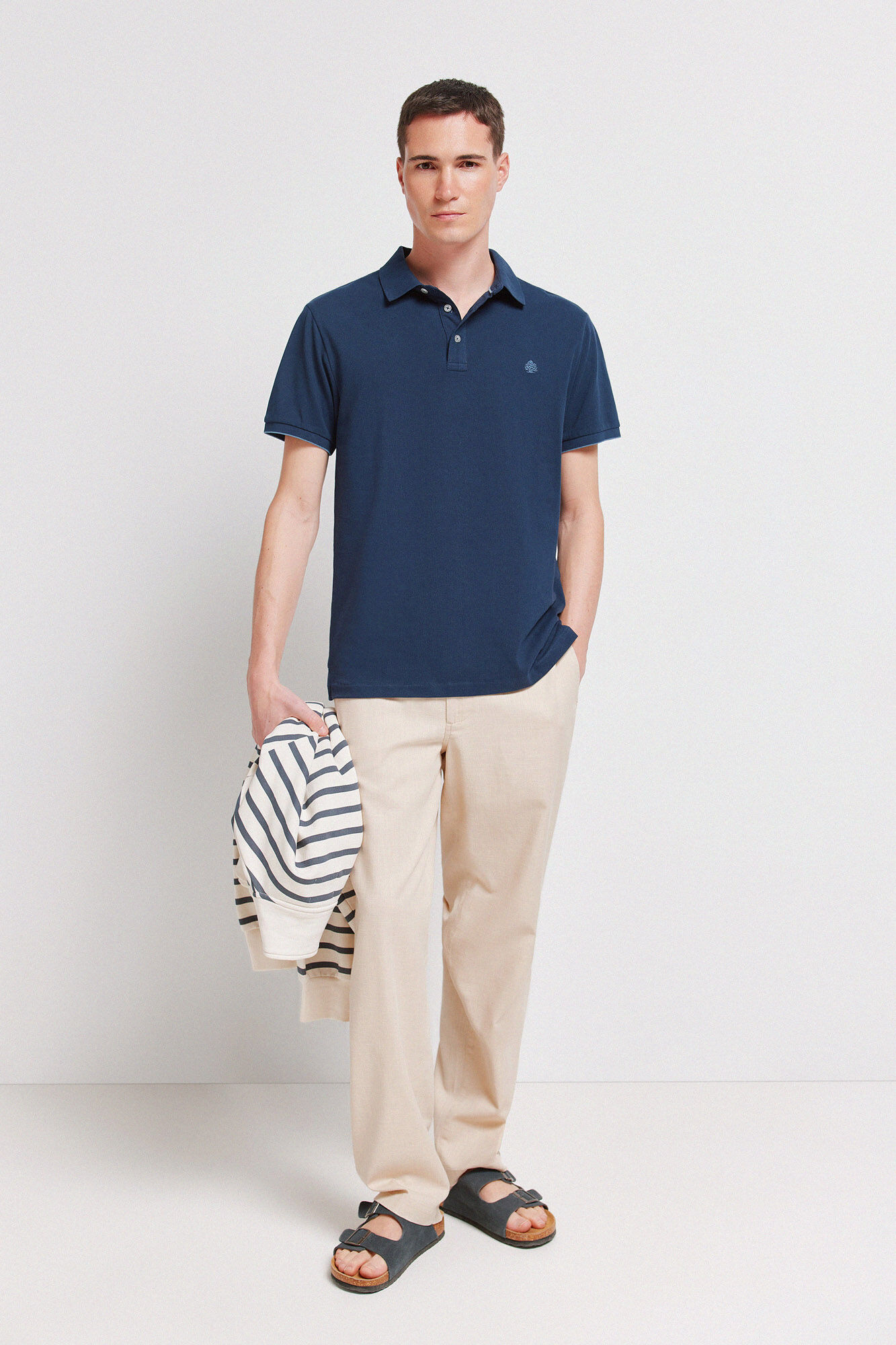 Springfield Polo piqu&eacute; punho em contraste slim fit