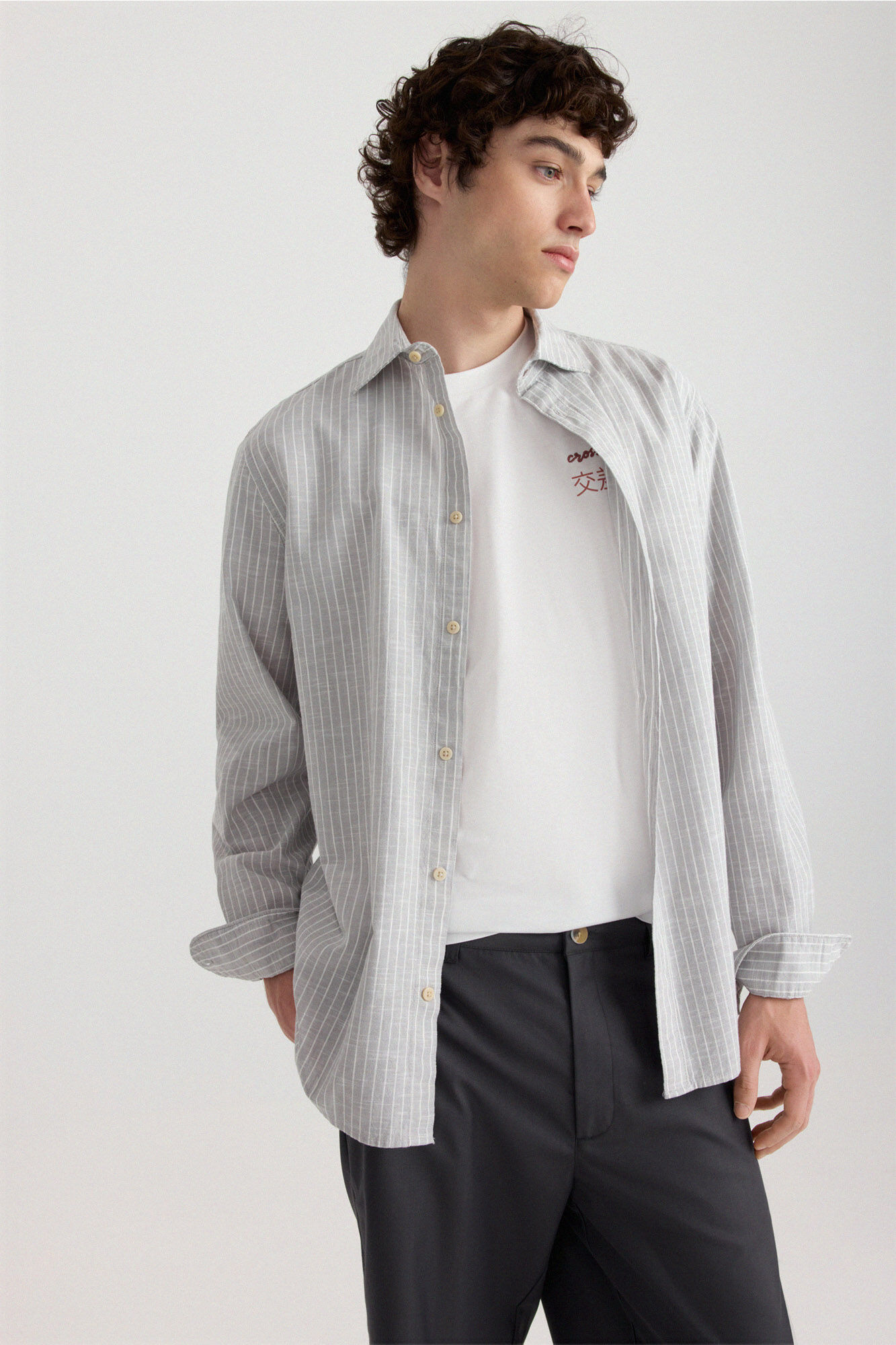 Springfield Camisa tipo linho &agrave;s riscas