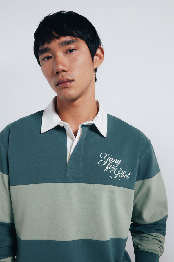 Springfield Polo rugby manga comprida azul