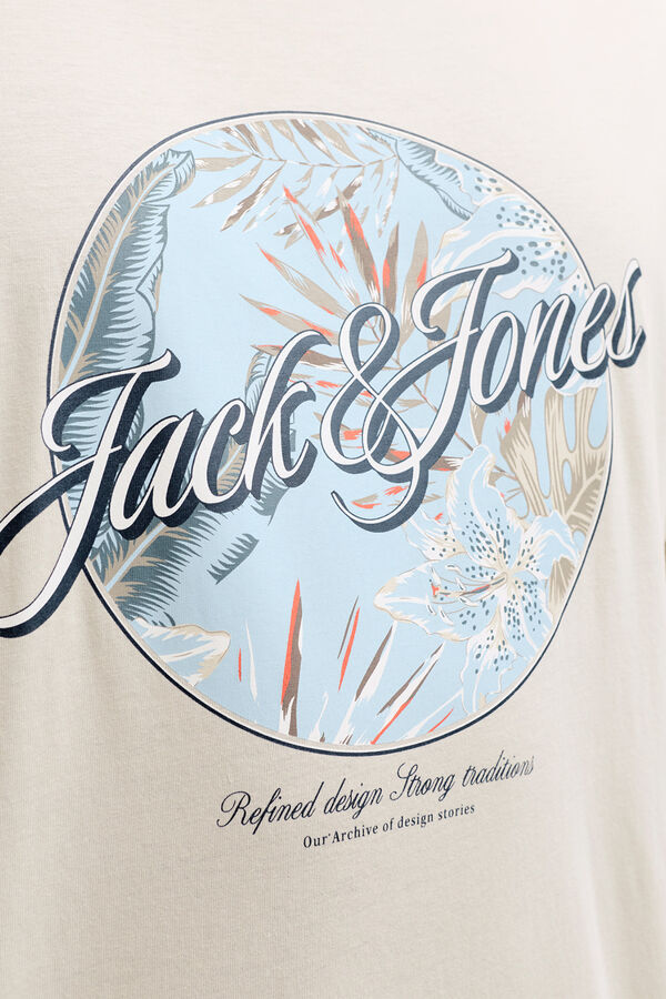 Jack & Jones PLUS T-shirt de algod&atilde;o estampada bege