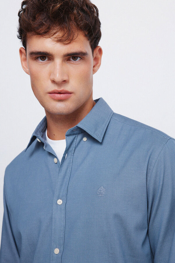 Springfield Two-tone structured shirt blue
