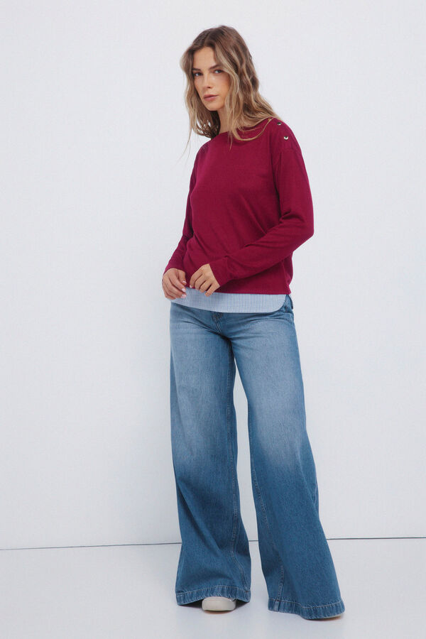 Springfield T-shirt combinada com botões nos ombros vermelho