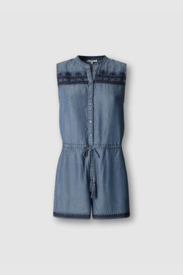 Pepe Jeans Vestido tencel cintura ajust&aacute;vel azul