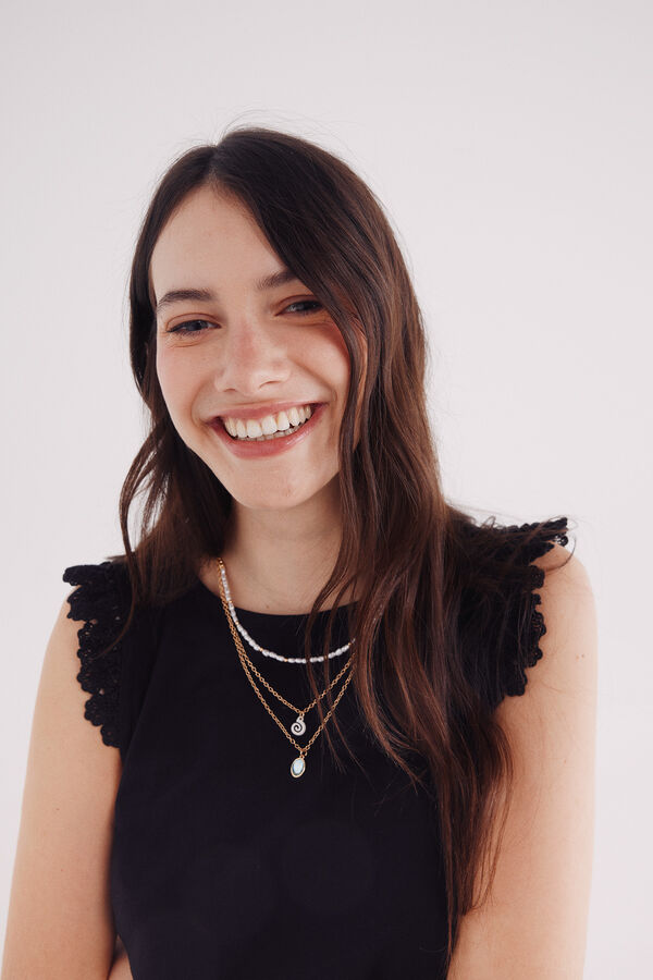 Springfield crochet ruffled shirt black
