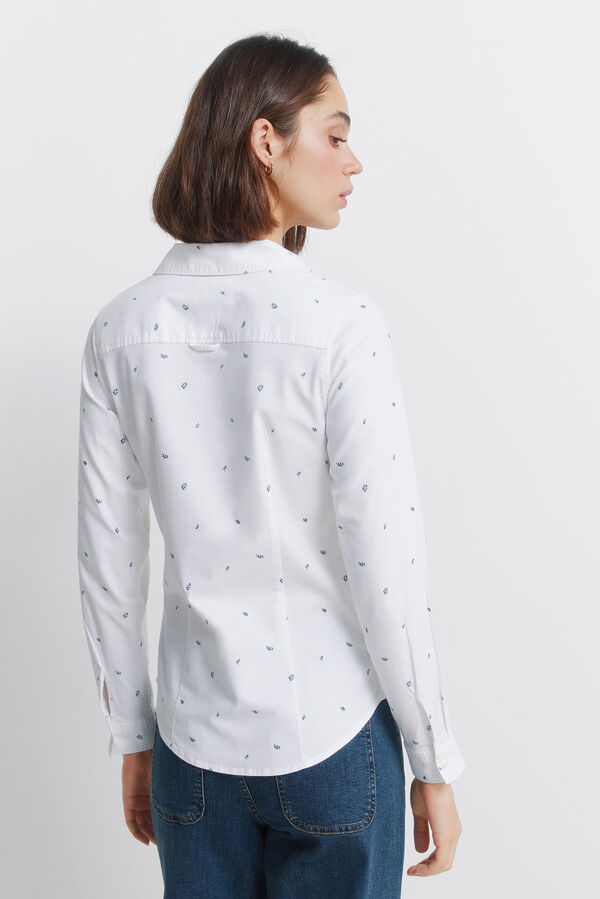 Springfield Camisa Oxford de algod&atilde;o com decote em V azul