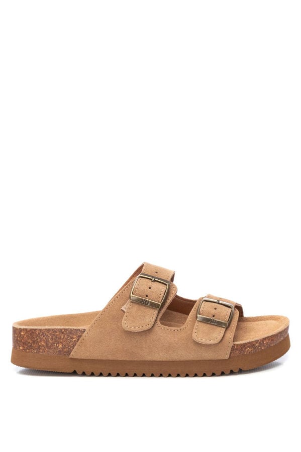 XTI Sand&aacute;lia em croute com fivelas cru