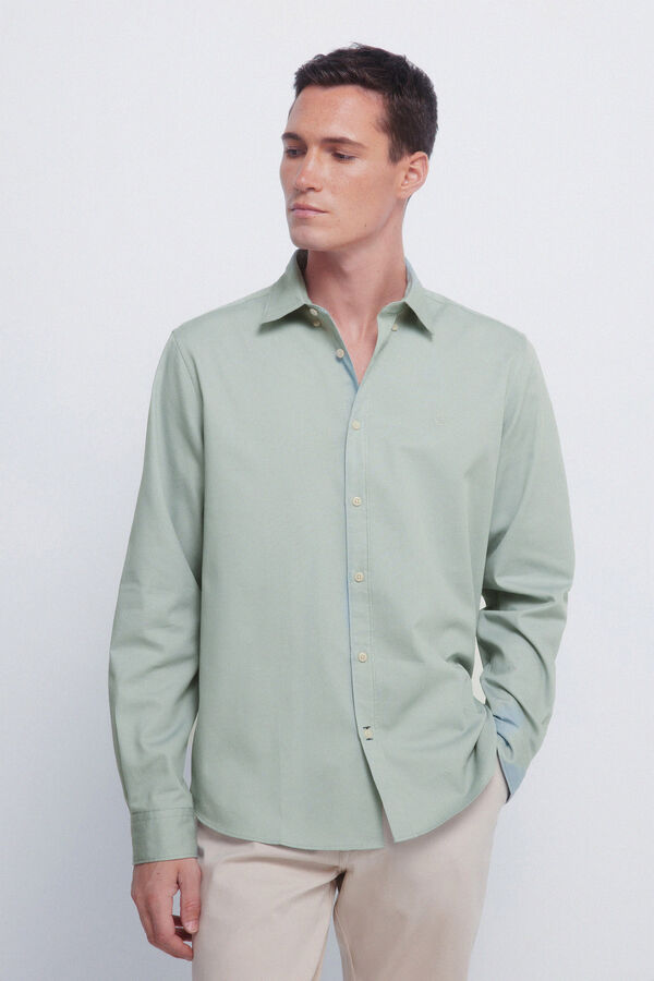 Springfield Camisa estruturada bicolor verde