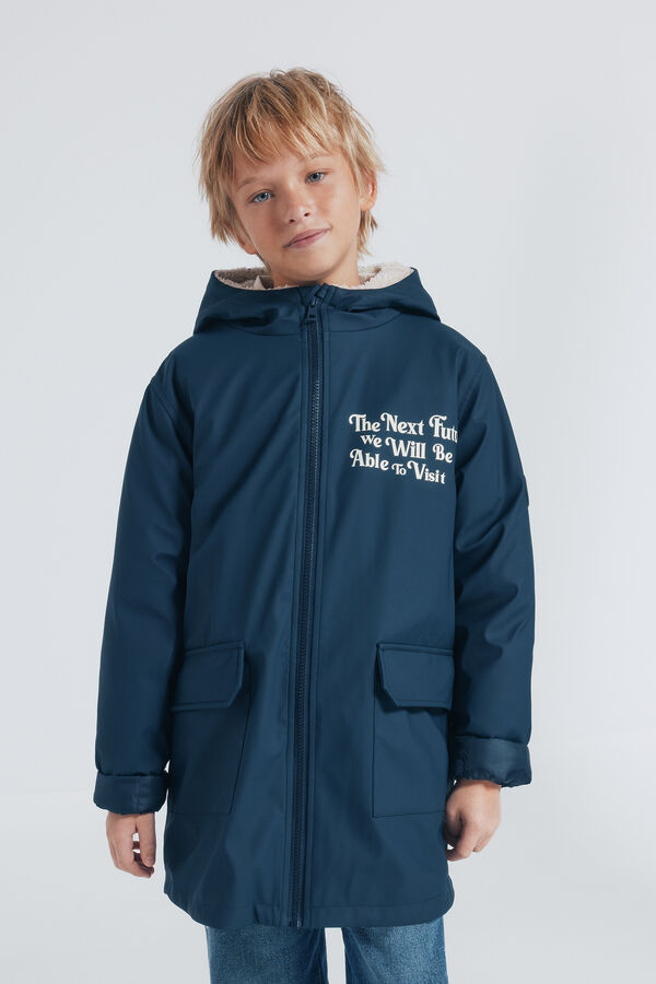 Springfield Kids Parka azul marinho com frase para criança azul