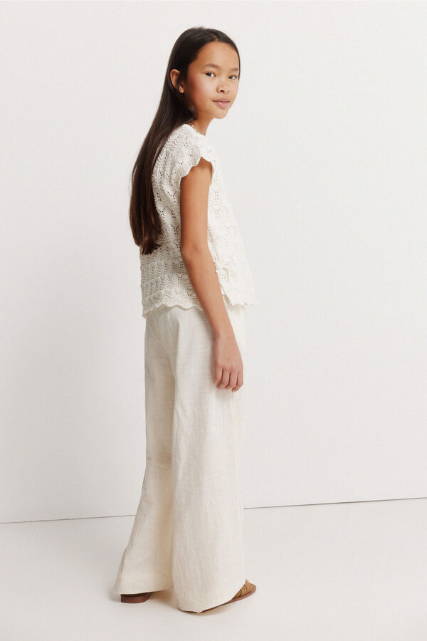 Springfield Kids Cal&ccedil;as fluidas com bordados para menina cru