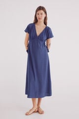 Springfield Vestido midi bordado circular suíço azul