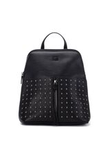 XTI Mochila com tachas e fecho-&eacute;clair preto
