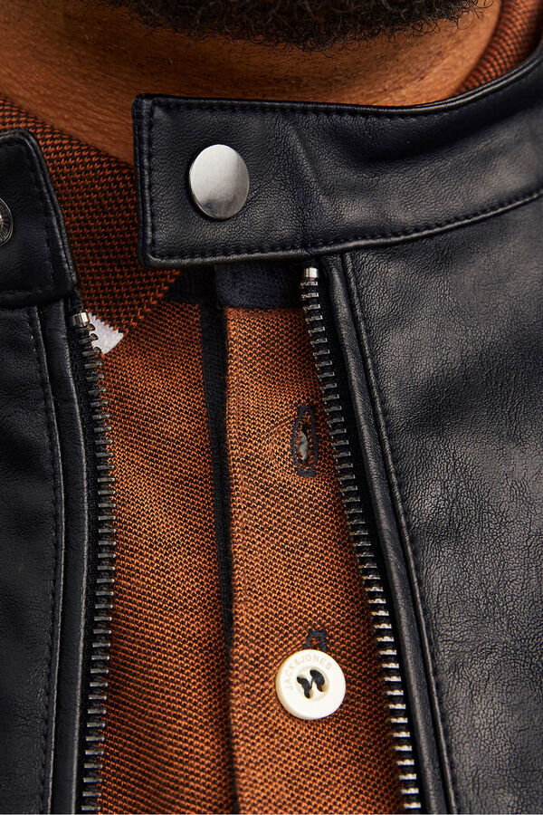 Jack & Jones Blusão com efeito couro PLUS preto