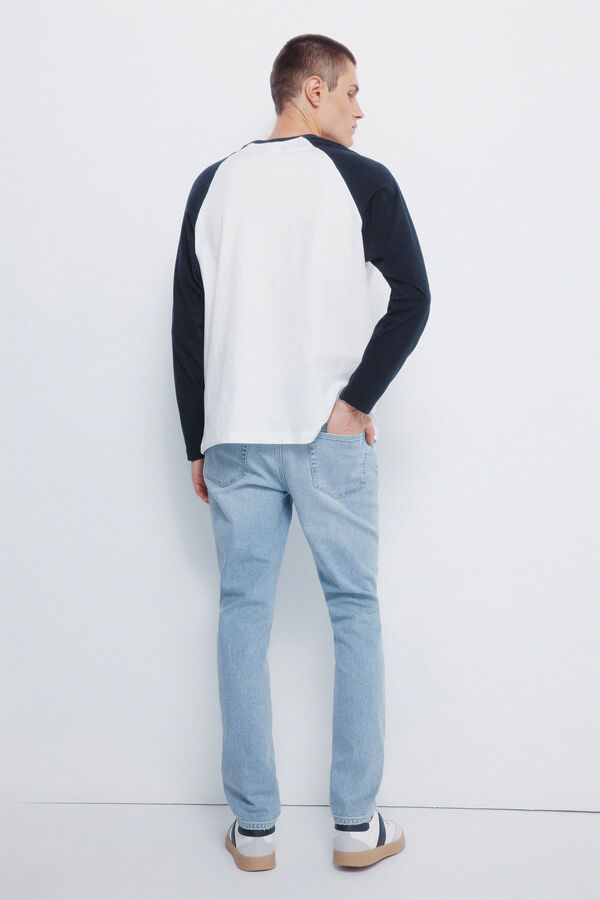 Springfield Calça jeans slim fit com lavagem clara azul