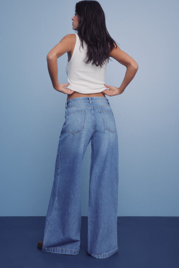 Springfield Calça jeans super larga azul