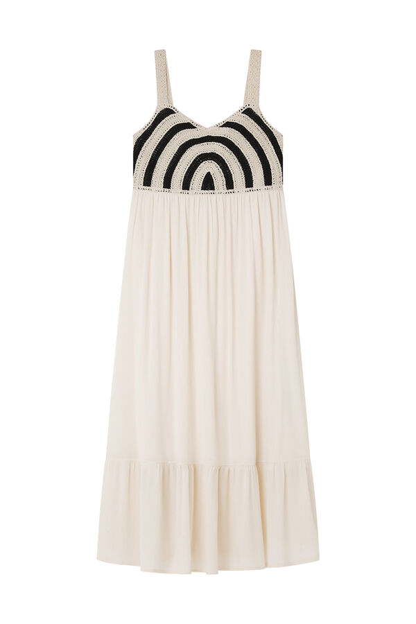 Springfield Vestido midi combinado crochet bege