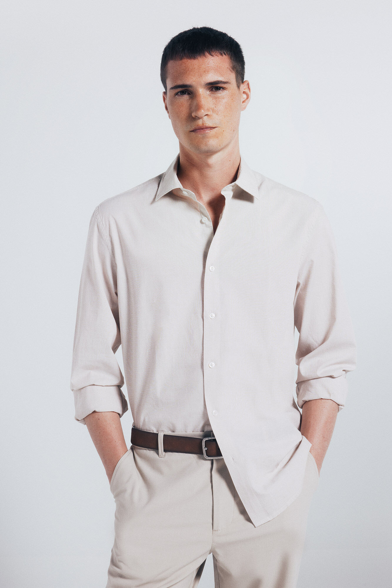 Springfield Camisa de algod&atilde;o com debrum