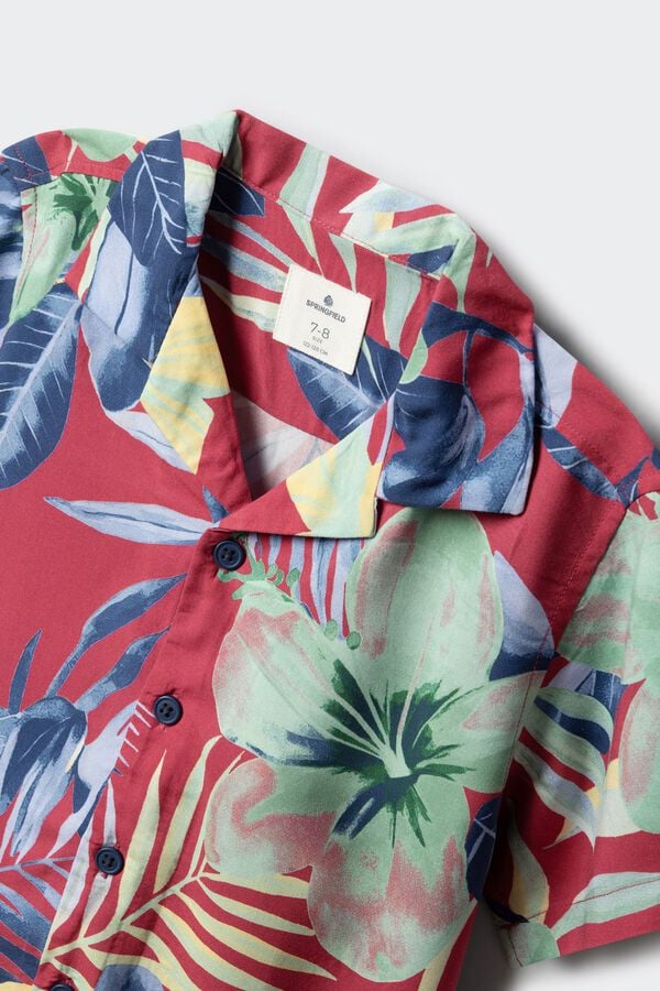 Springfield Kids Camisa de manga curta com flores para menino vermelho