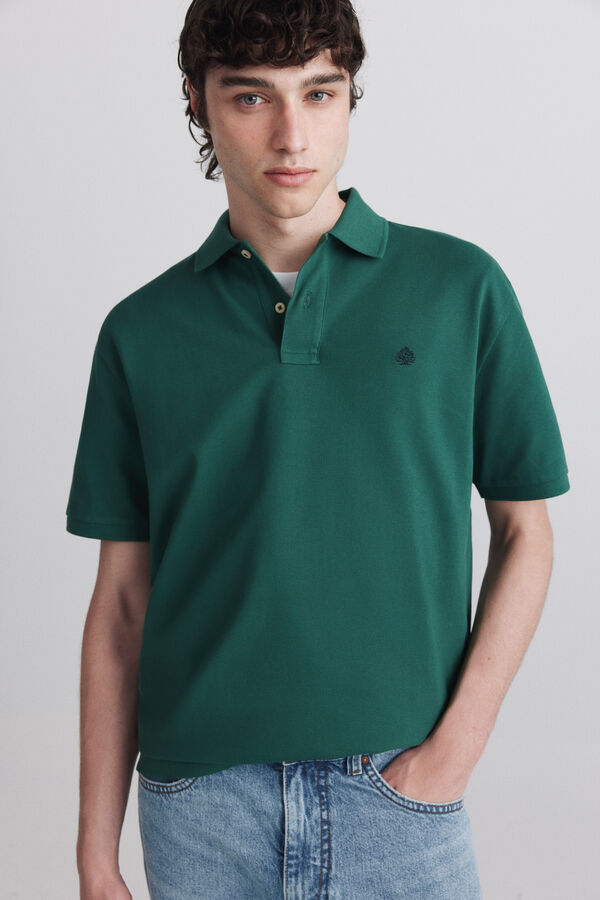 Springfield Polo piqu&eacute; b&aacute;sico Springfield regular fit verde