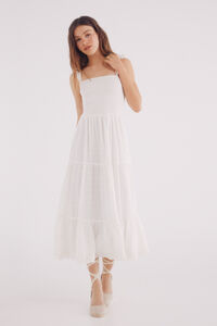 Springfield Vestido midi bordado suíço com baixo