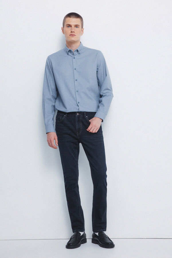 Springfield Camisa social estruturada bicolor azul