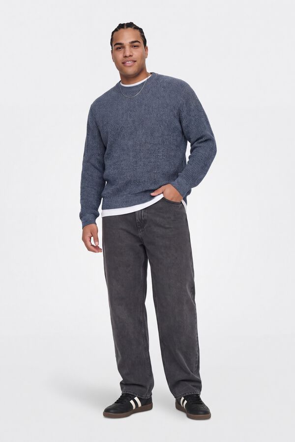 Jack & Jones PLUS Camisola de gola redonda azul