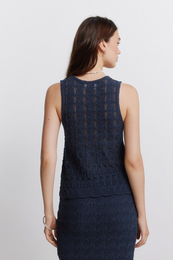 Springfield Top pointelle de al&ccedil;as azul