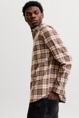 Jack & Jones Camisa de flanela 100% algod&atilde;o castanho