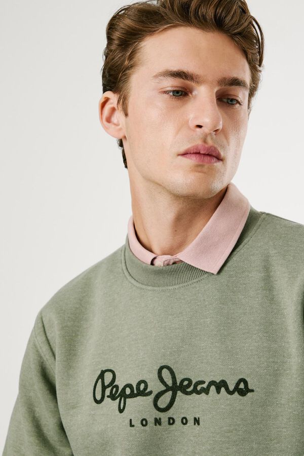 Pepe Jeans Sweatshirt Gola Redonda Com Logo verde