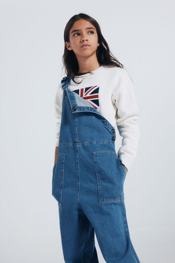 Springfield Kids Macacão jeans longo para meninas azul