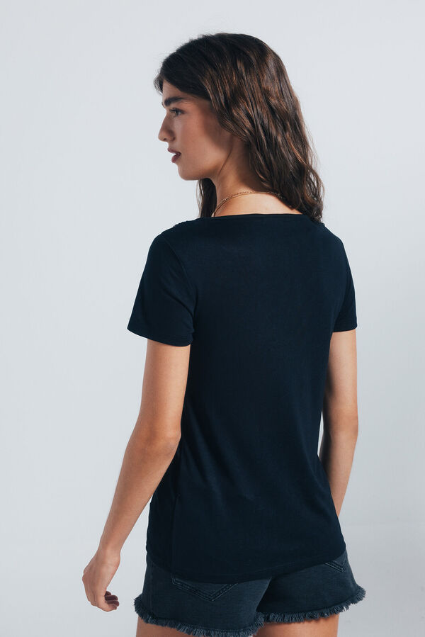 Springfield Crochet neckline T-shirt black